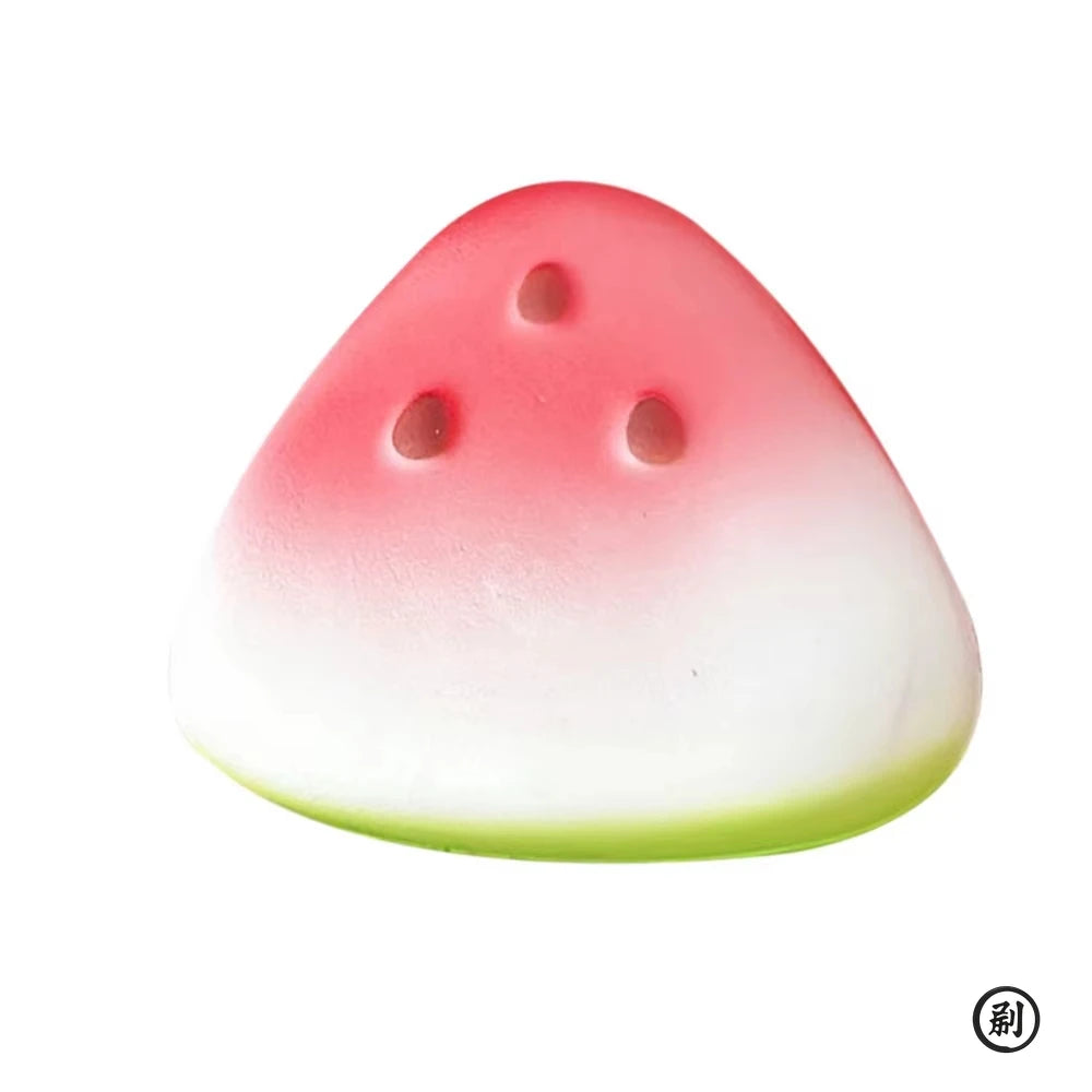 Watermelon slice squishy on a white background