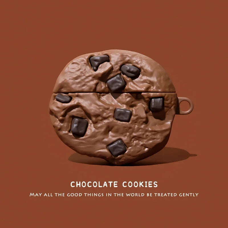 Chocolate chip cookie silicone earbud case