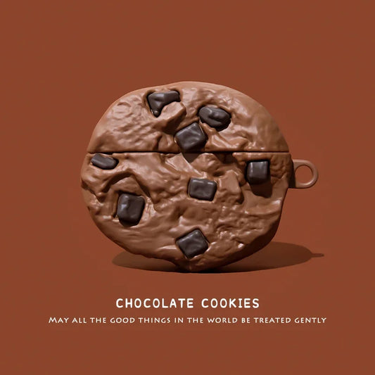 Chocolate chip cookie silicone earbud case