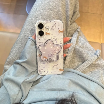 Lavender star shaker phone grip on the back of a phone (phone and case not included)
