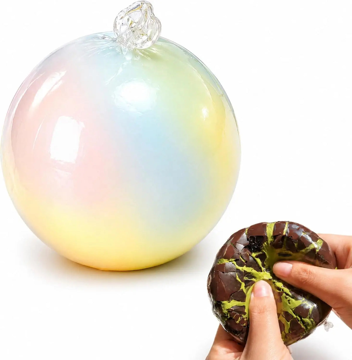 Pastel Pearl: pearly pink, blue and yellow wax crack squishy ball