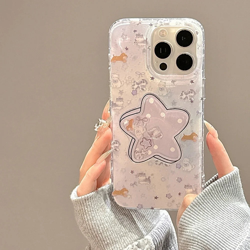 Close-up of the lavender star shaker phone grip with little charms inside