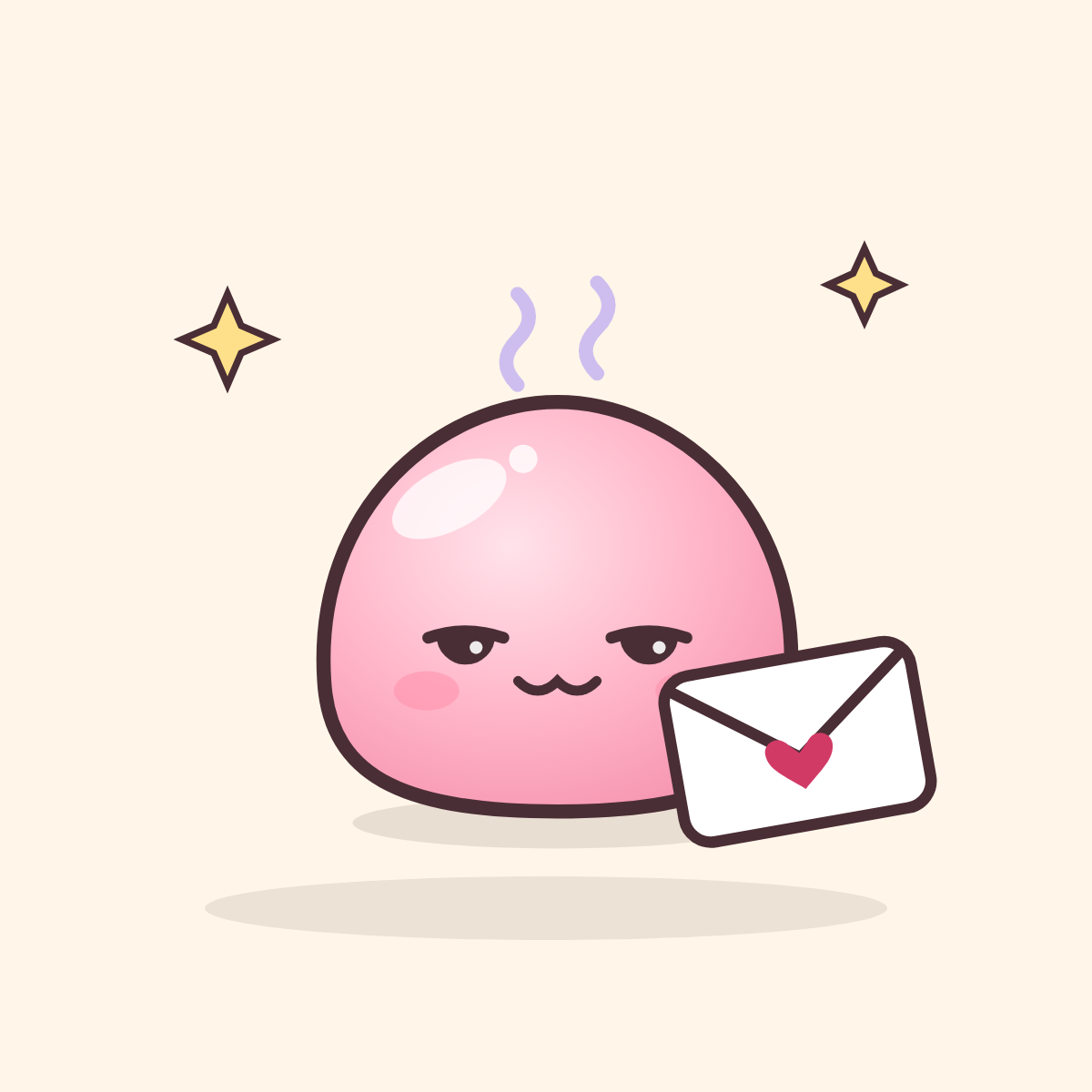 Momo the mascot with a little envelope