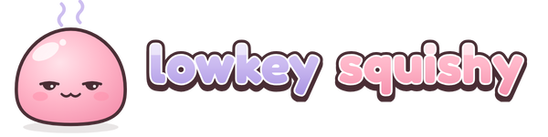 Lowkey Squishy logo with Momo the mascot