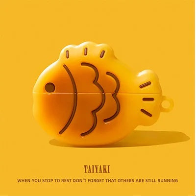 Golden taiyaki fish 3D earbud case